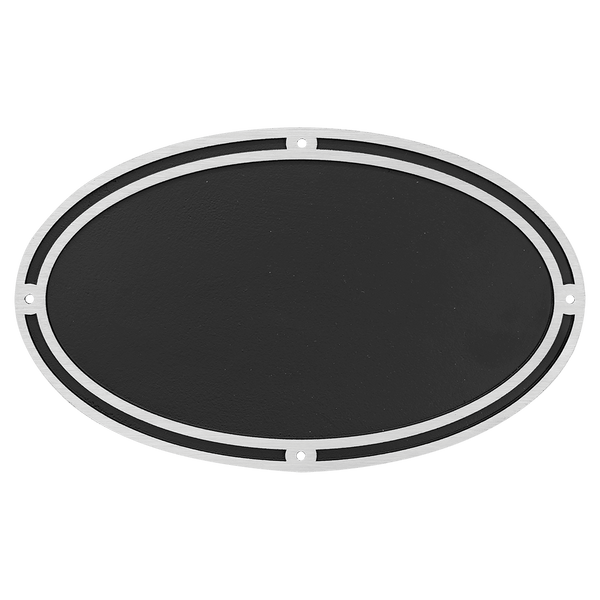 Silver/Black Oval Cast Aluminum Sign with 4 Mounting Screws