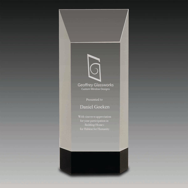 Clear Crystal Self-Standing Rectangle on Black Base