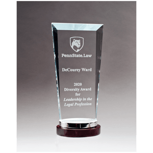 Premium Series Glass Award with Rosewood Aluminum Base