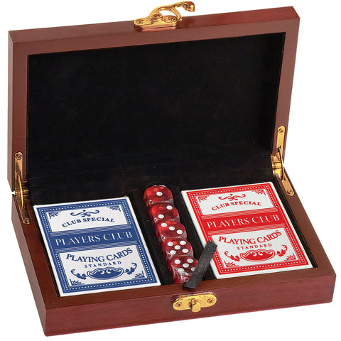 Personalized Poker Card and Dice Set - Rosewood Finish