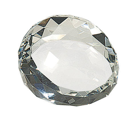 Round Crystal Facet Paperweight (2 1/2" x 1 3/4")