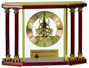 Executive 4 Pillar Rosewood/Gold Clock